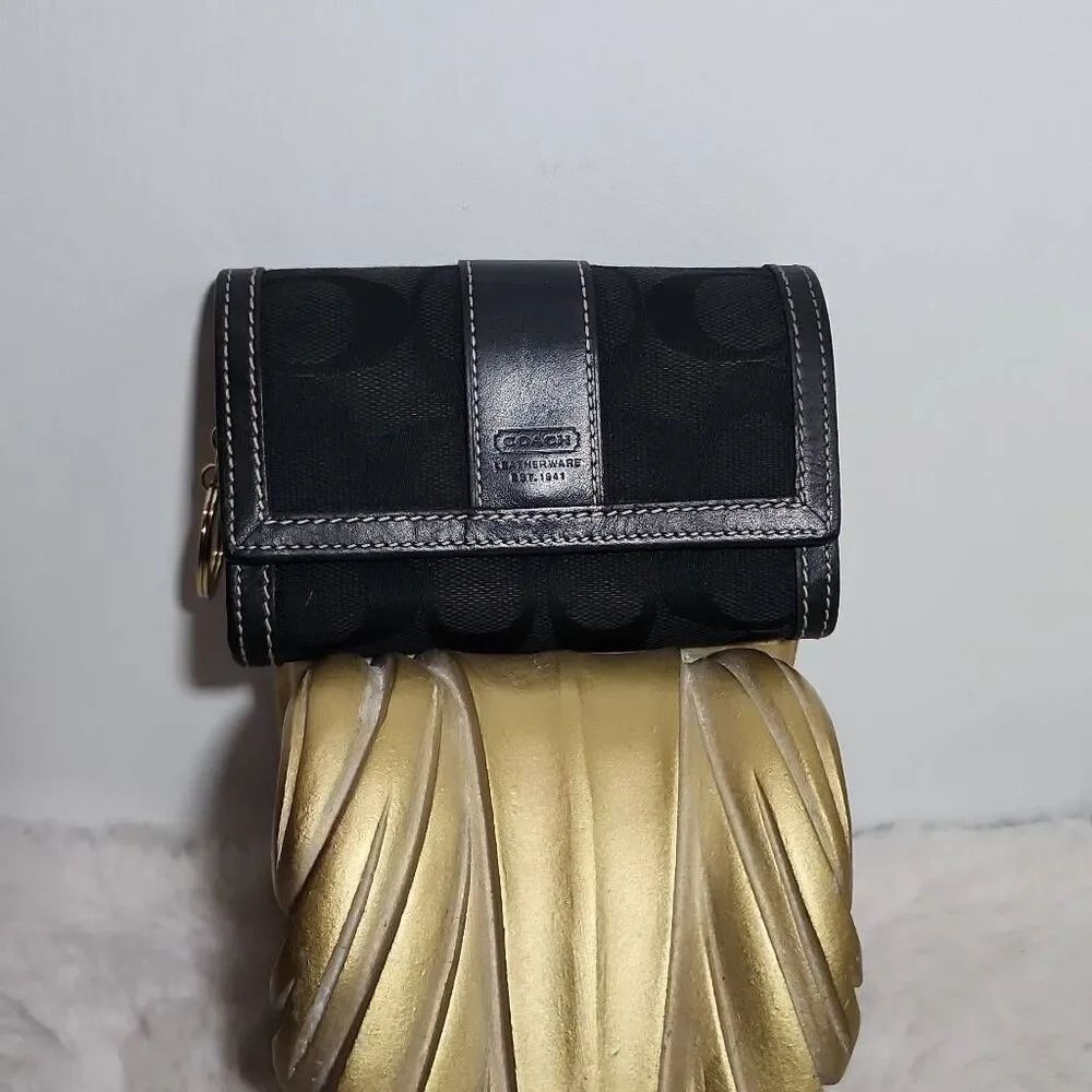 Coach Signature Jacquard Hampton small wallet with keychain Y2K-ERA